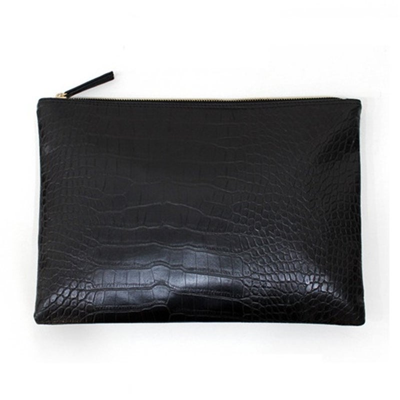 NIGEDU Women Clutches Crocodile Grain PU Leather Envelope Clutch Bag (Black) - Image 1